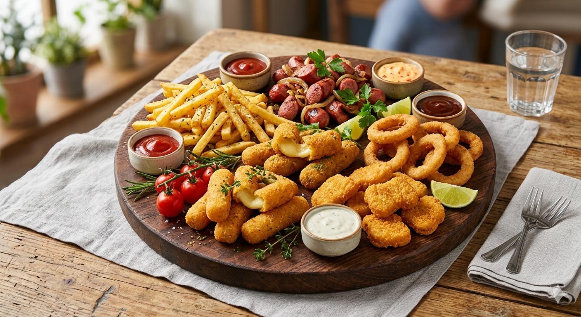 Appetizer Plate (French fries, nuggets, spring rolls, onion rings)
